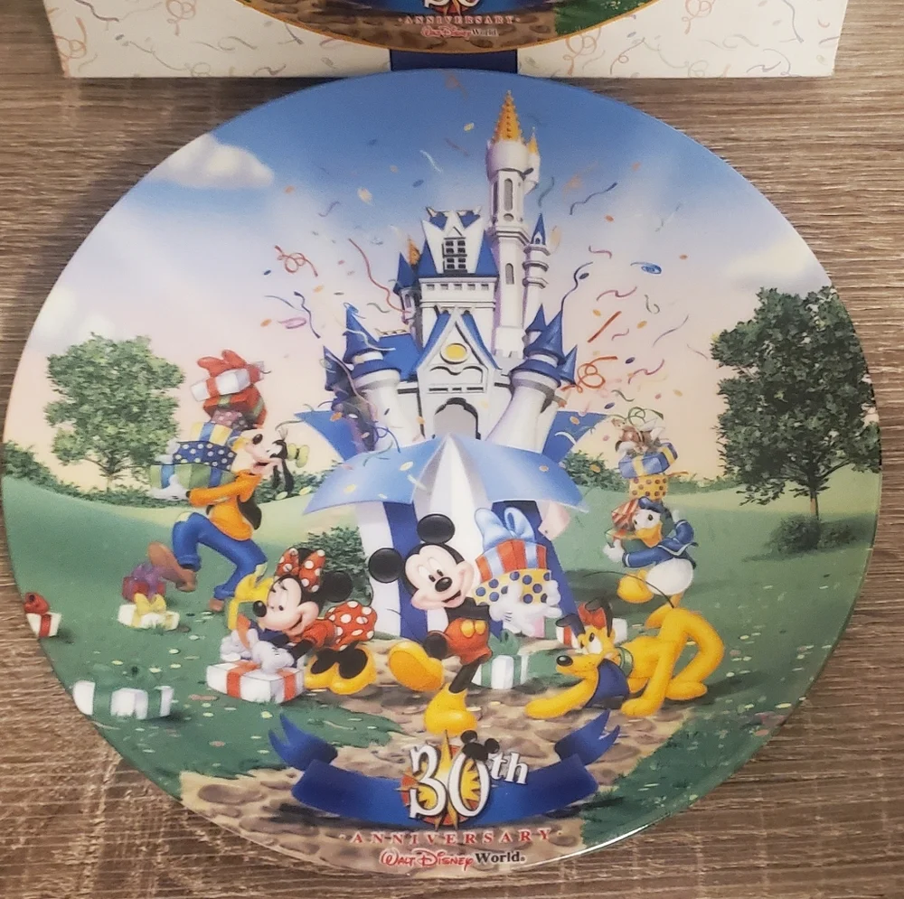 Disney 30th Anniversary Celebration Plate with Blue and Yellow
